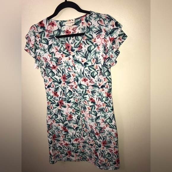 Maison Jules Womens Flutter Short Sleeve Floral Pullover Lightweight Dress Small - Picture 4 of 15